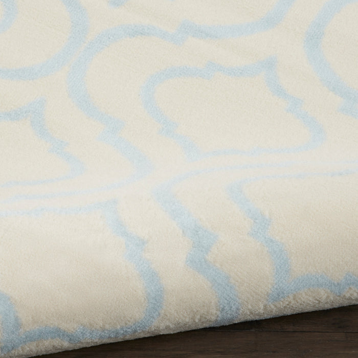 Nourison Jubilant JUB19 White and Blue 8'x10' Large Low-pile Rug