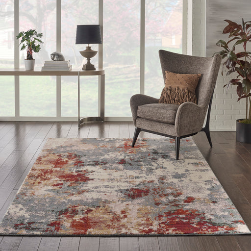 Nourison Artworks ATW01 Grey and Red 6'x8' Abstract Area Rug