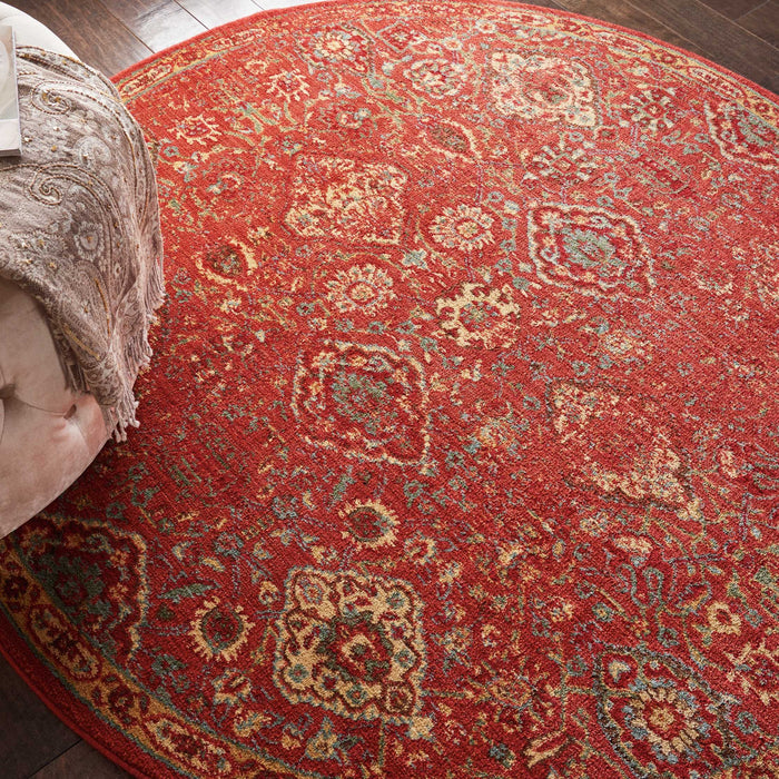 Nourison Somerset ST90 Red 6' Round Oriental Area Rug