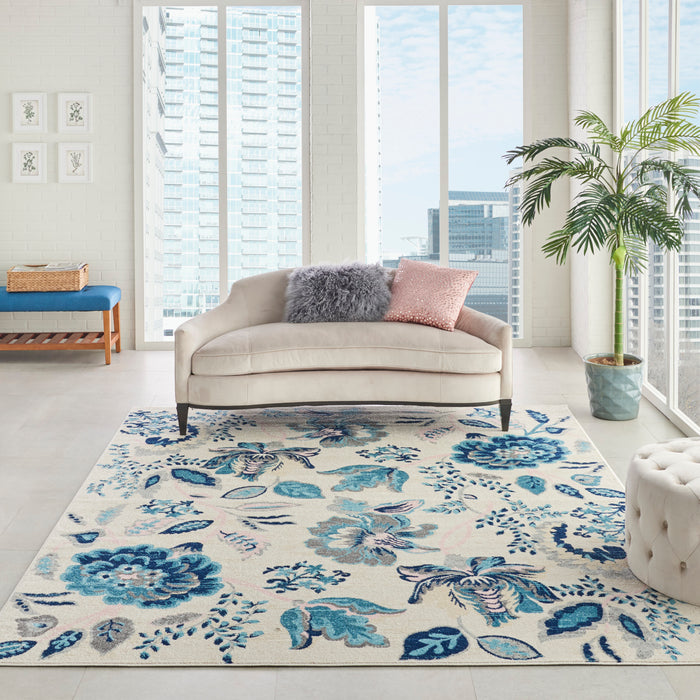 Nourison Tranquil TRA02 Blue and White 8'x10' Large  Rug