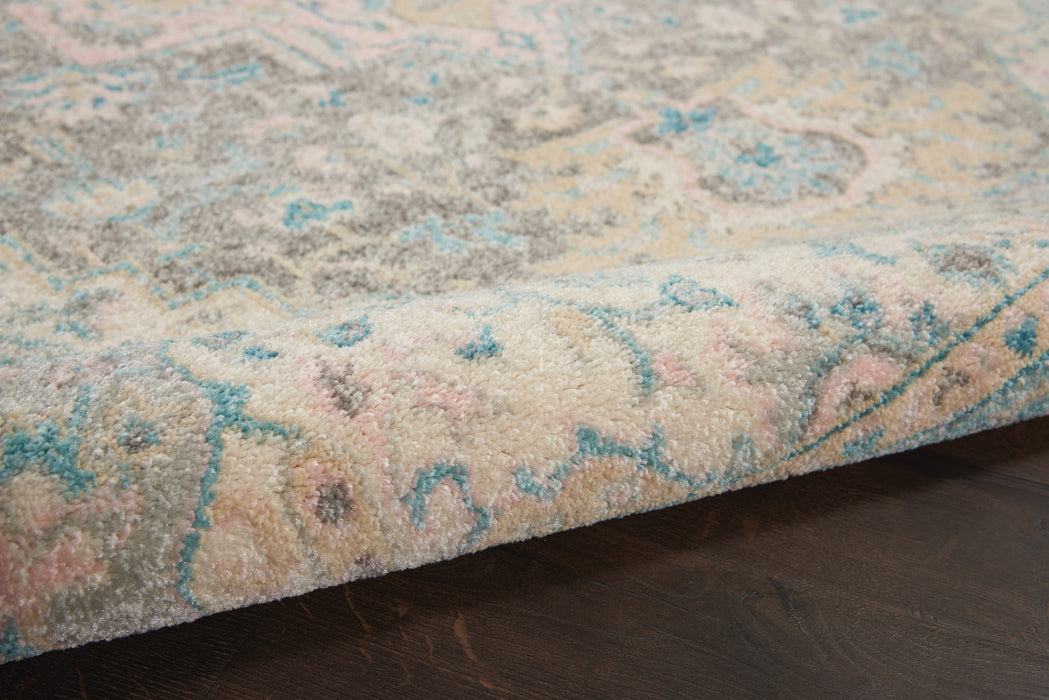 Nourison Tranquil TRA07 Pink and Grey 4'x6' Oushak Area Rug