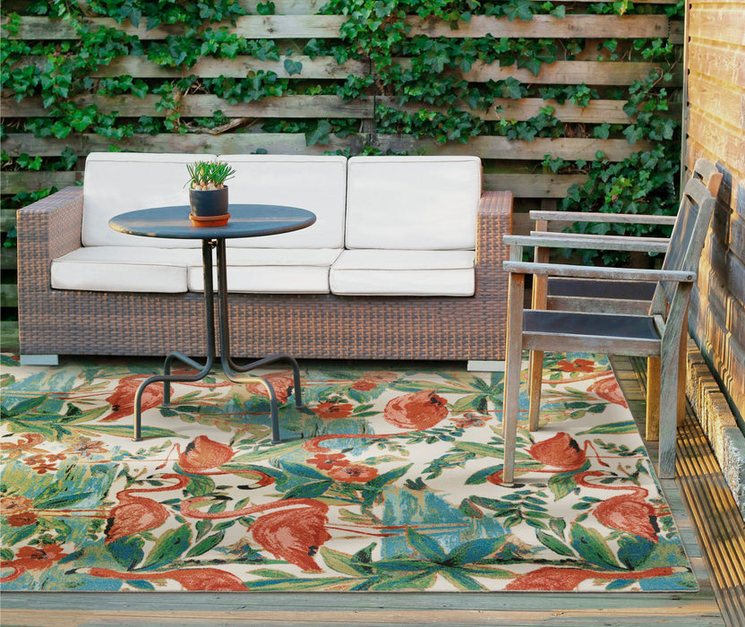 Waverly Sun N Shade SND75 Multicolor 5'x8' Flamingo Area Rug