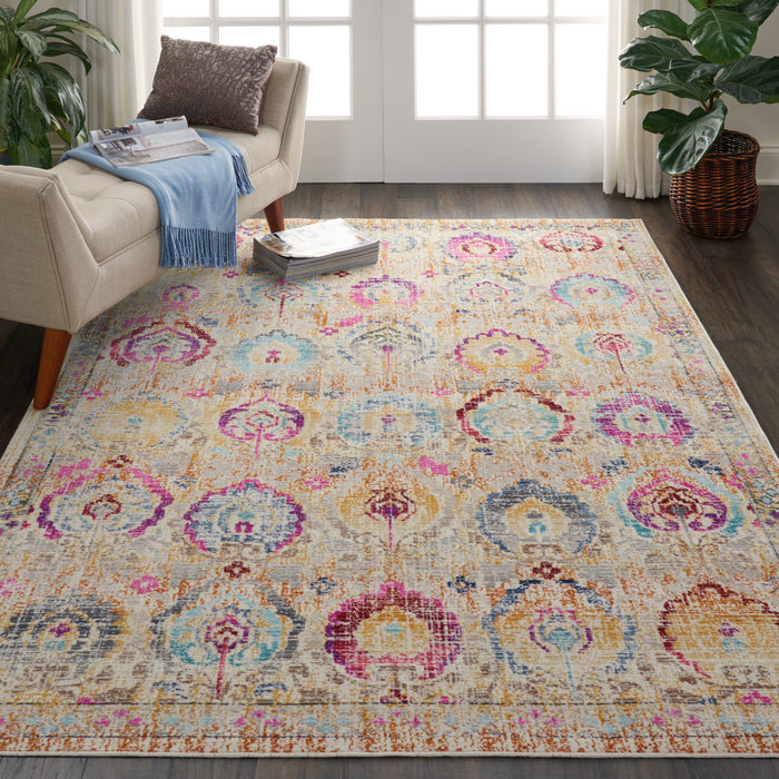 Nourison Vintage Kashan VKA04 Ivory Multicolor 5'x8' Persian Area Rug
