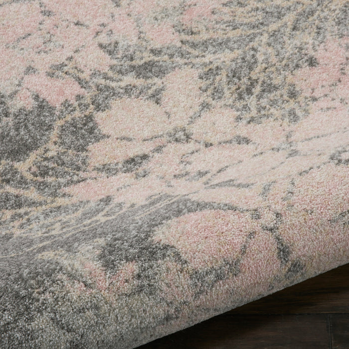 Nourison Tranquil 2'x4' Pink and Grey Ombre Floral Small Rug