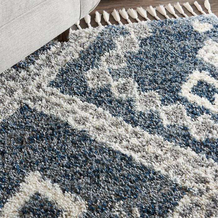 Nourison Oslo Shag OSL02 5'x8' Dark Blue and Grey Scandinavian Shag Rug