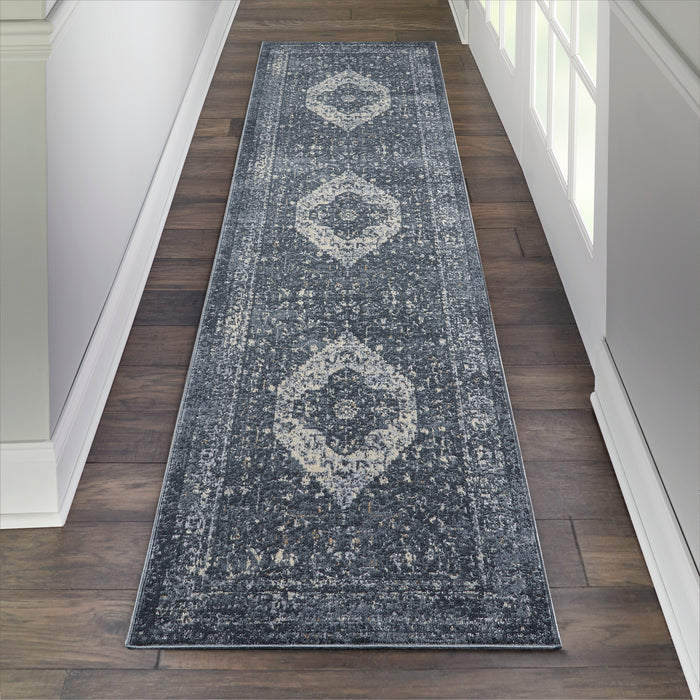 Malta by kathy ireland Home MAI11 Navy 8' Runner Area Rug