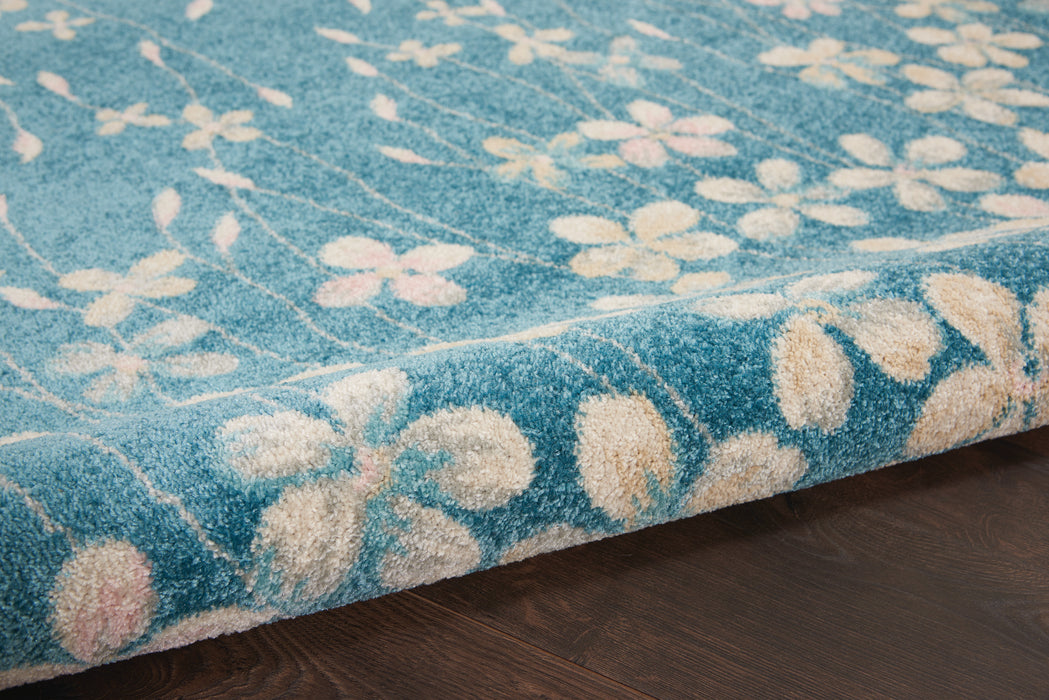Nourison Tranquil TRA04 Turquoise Blue 5'x7' Floral Area Rug