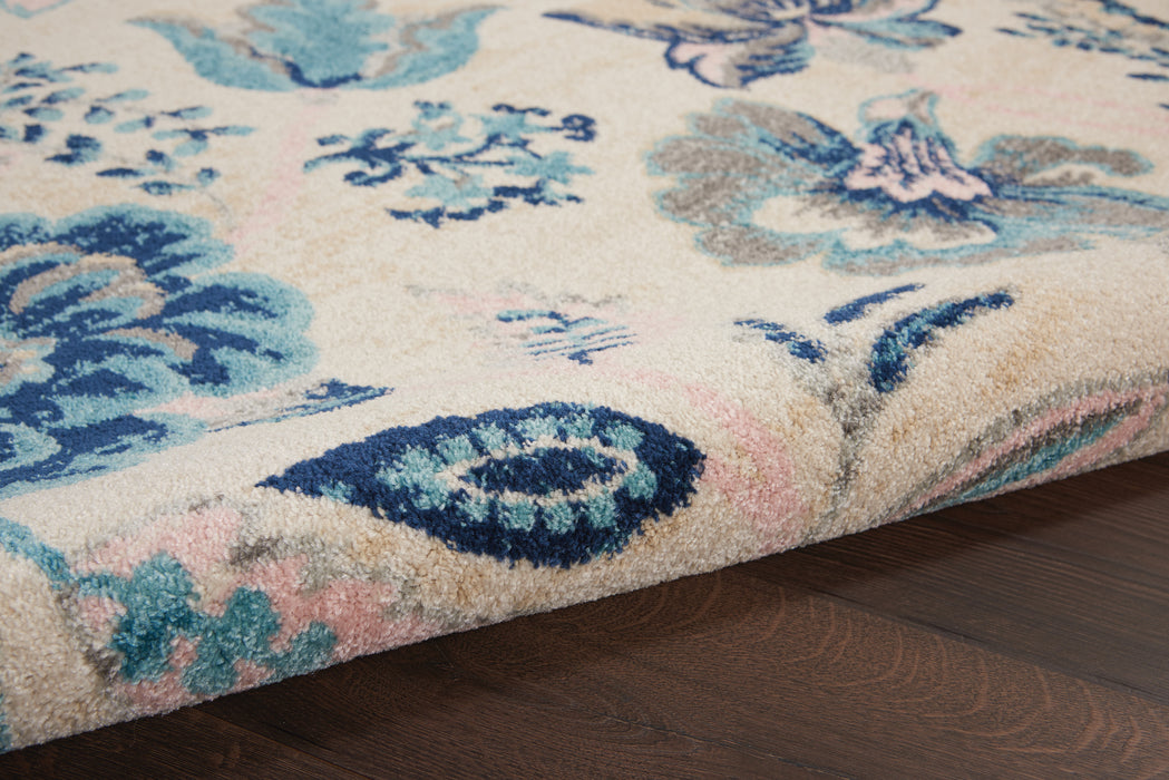 Nourison Tranquil TRA02 Blue and White 6'x9' French Country Area Rug