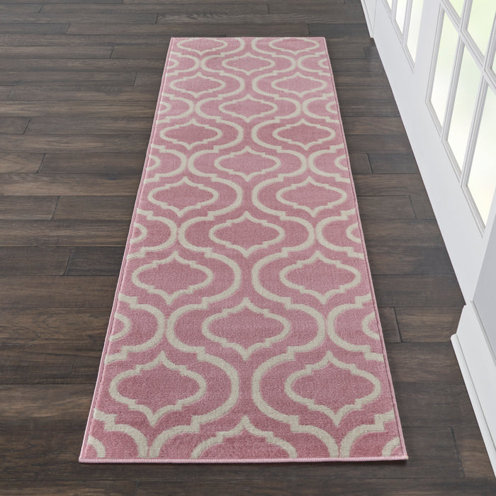 Nourison Jubilant JUB19 Pink 7' Runner Low-pile Hallway Rug