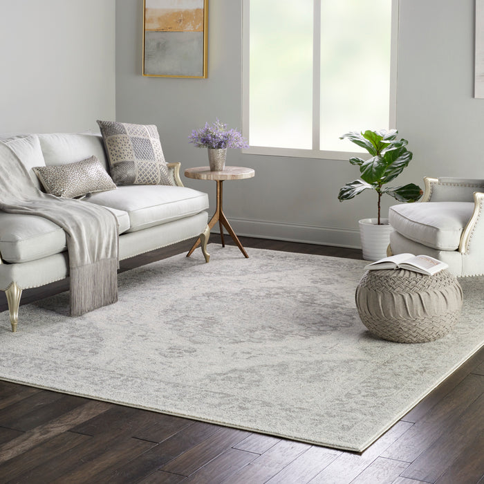 Nourison Tranquil TRA05 Grey and White 9'x12' Oversized  Rug