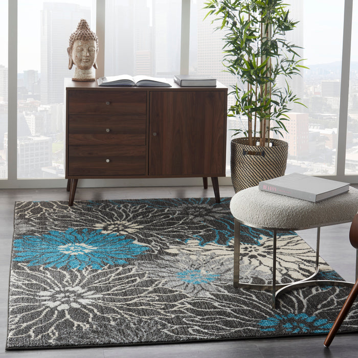 Nourison Passion 5' x 7' Charcoal and Blue    Area Rug