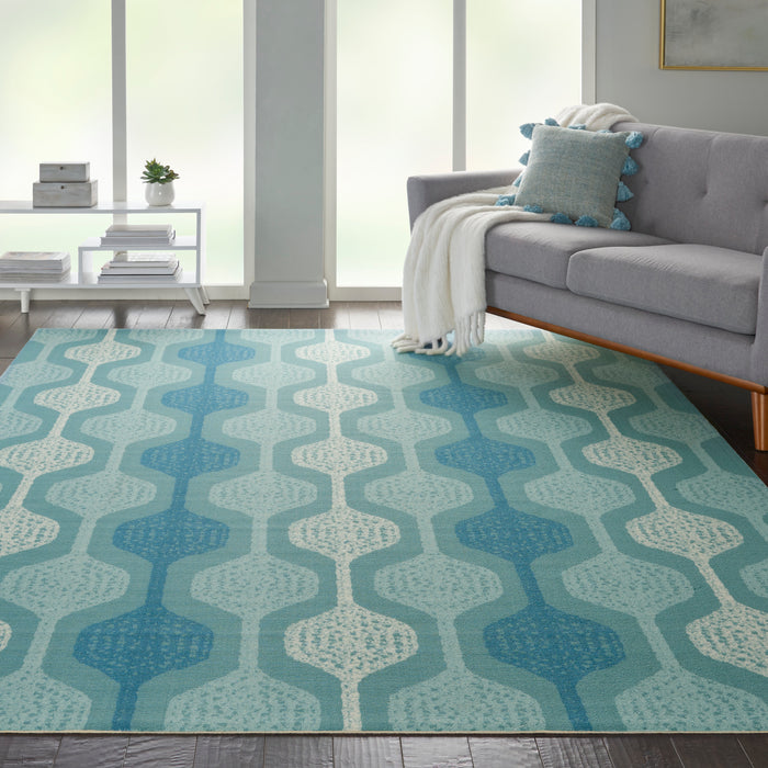 Waverly Sun N Shade SND70 Blue 8'x11' Oversized Indoor-outdoor Rug