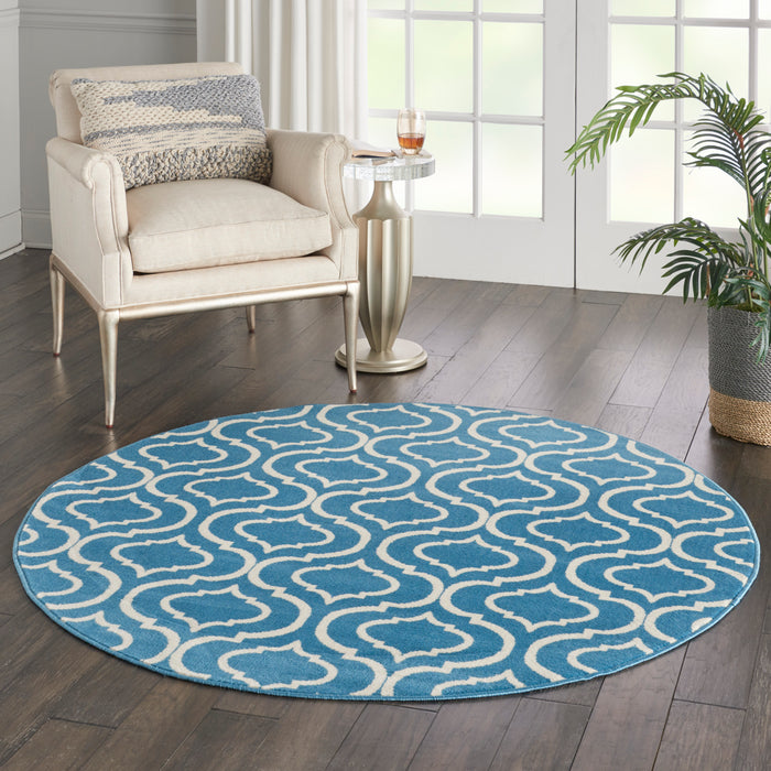 Nourison Jubilant JUB19 Blue 5' Round Moroccan Area Rug