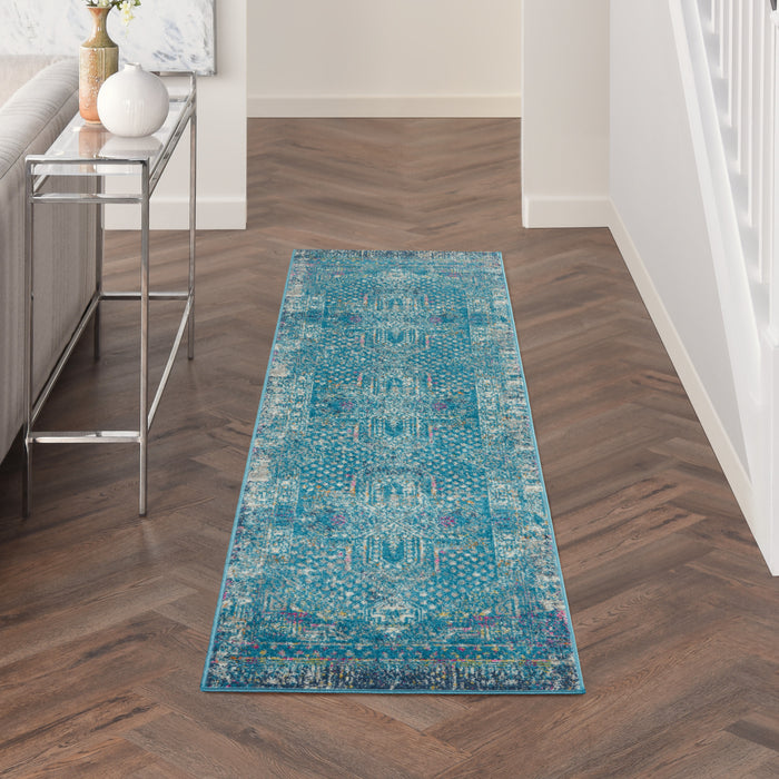 Nourison Passion 10' Runner Blue     Area Rug