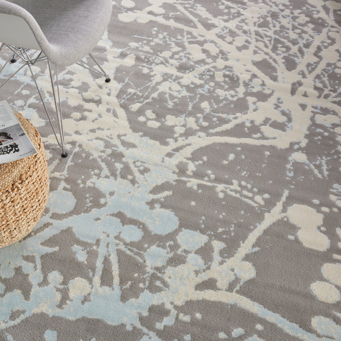 Nourison Jubilant JUB12 Grey and Blue 8'x10' Large Low-pile Rug