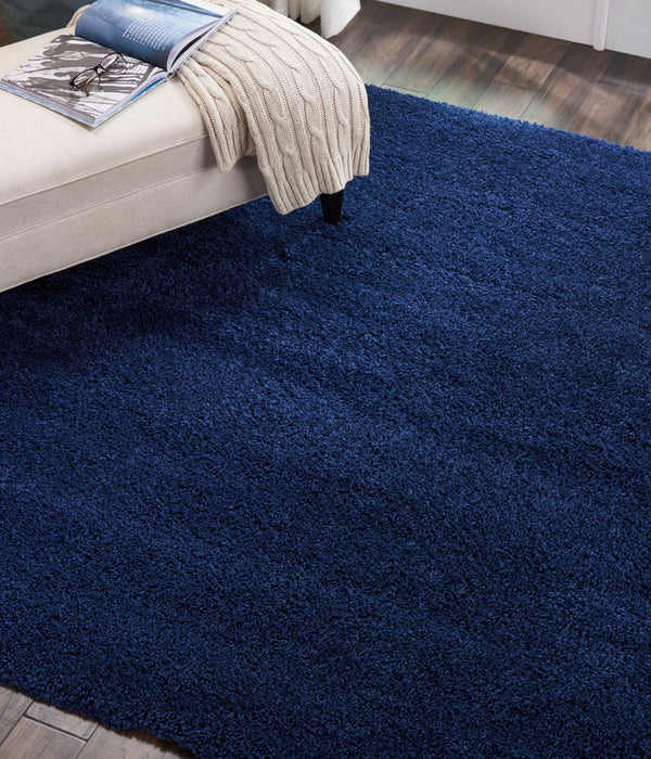 Nourison Malibu Shag MSG01 Dark Blue 7' Square   Rug