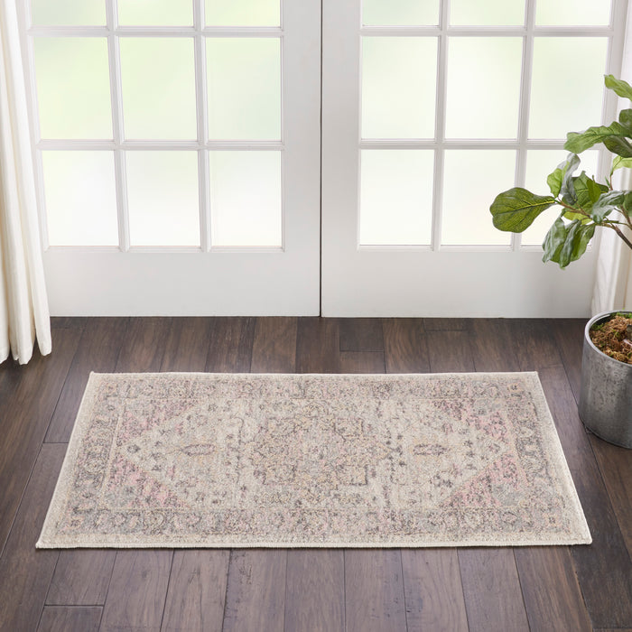 Nourison Tranquil 2'x4' Pink and Beige Kashan Small Rug
