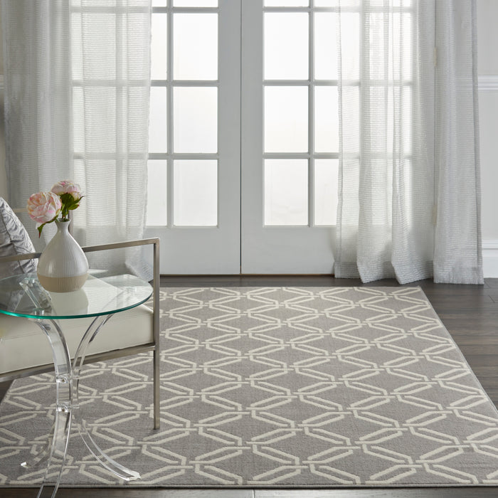 Nourison Jubilant JUB17 Grey 6'x9' Mid-century Area Rug