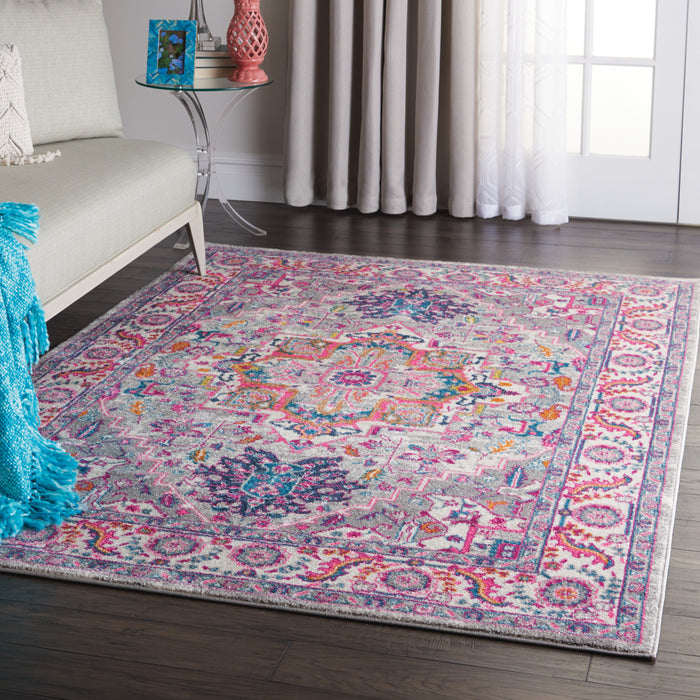 Nourison Passion PSN20 Grey and Pink 5'x7' Persian Area Rug