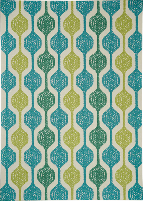 Waverly Sun N Shade SND70 Blue and Green 10'x13' Oversized Indoor-outdoor Rug