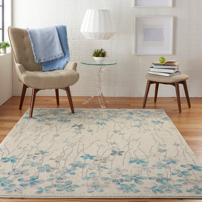 Nourison Tranquil TRA04 Ivory White 5'x7' Floral Area Rug