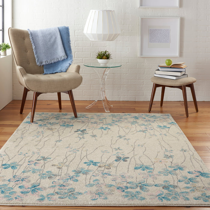 Nourison Tranquil TRA04 Ivory White 5'x7' Floral Area Rug