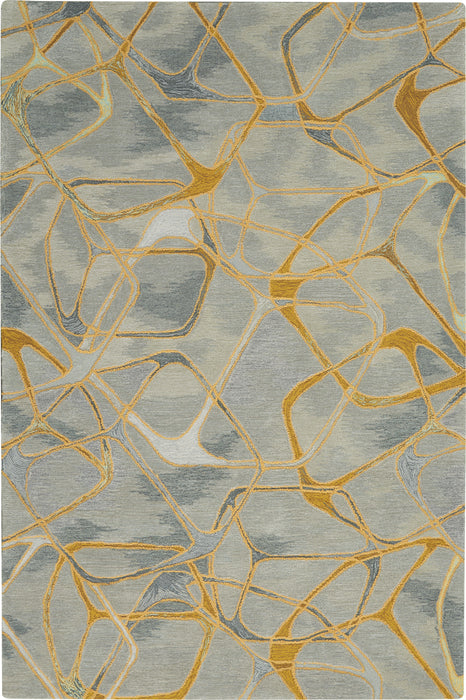 Nourison Symmetry SMM05 Gold and Grey 5'x8' Area Rug