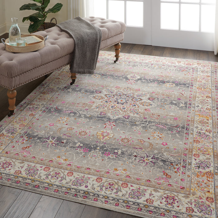 Nourison Vintage Kashan VKA01 Grey Multicolor 4'x6' Oushak Area Rug