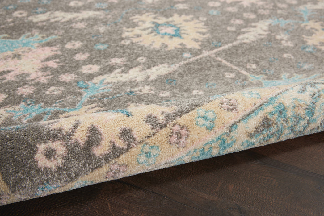 Nourison Tranquil TRA10 Pink and Grey 6'x9' Bordered Oriental Area Rug
