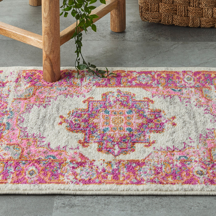 Nourison Passion 2' X 3' Pink and White Vintage Area Rug