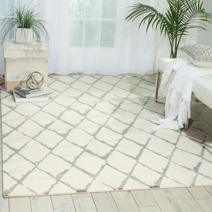 Nourison Twilight TWI15 Silver and White 12'x15' Oversized Rug