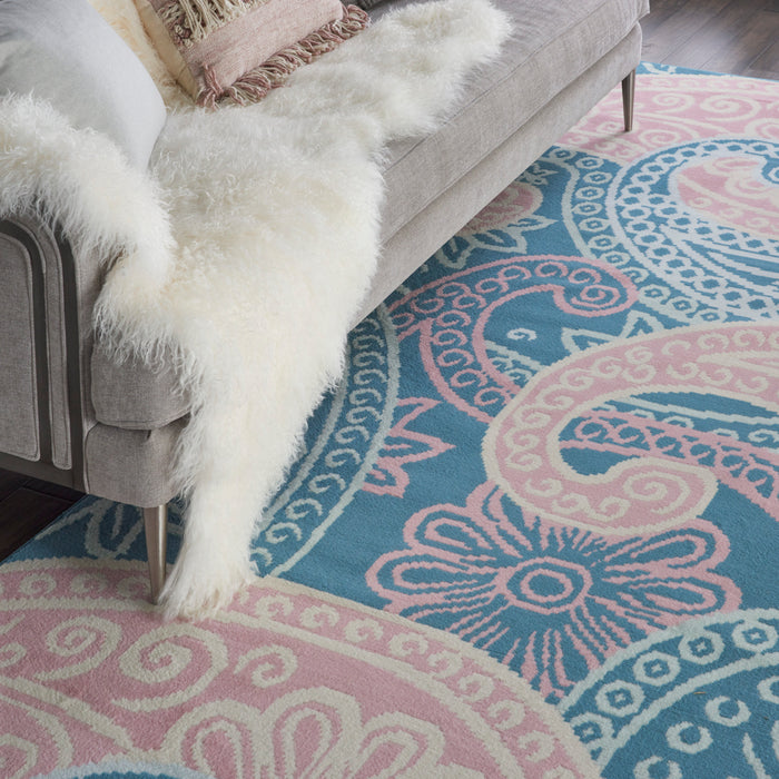 Nourison Jubilant JUB13 Pink and Blue 8'x10' Large Low-pile Rug