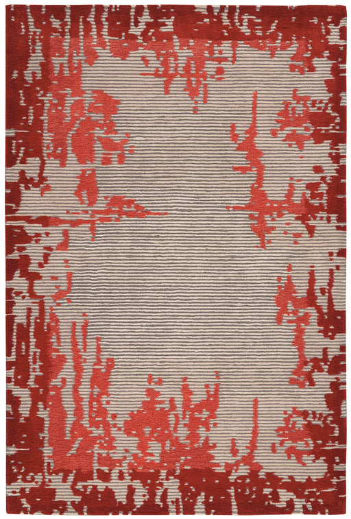 Nourison Symmetry SMM02 Ivory and Red 4'x6' Area Rug