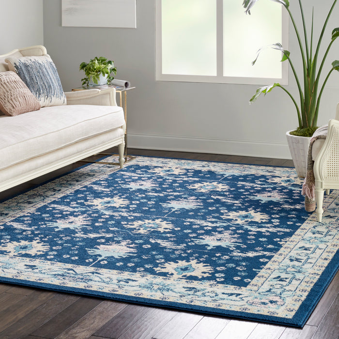 Nourison Tranquil TRA10 Navy Blue 8'x10' Large  Rug