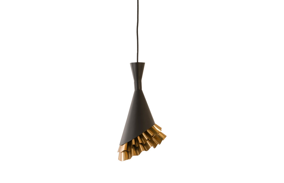 Ruffle Pendant Lamp, Black/Brass