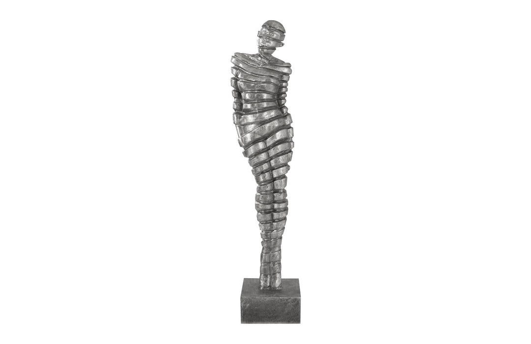 Ribboned Woman Leaning Right, Black/Silver, Aluminum