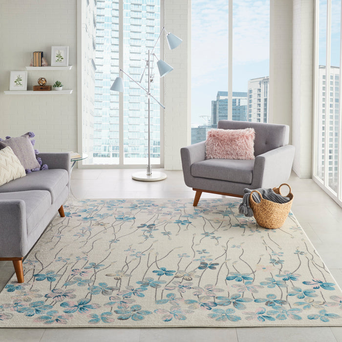 Nourison Tranquil TRA04 Ivory White 8'x10' Large  Rug