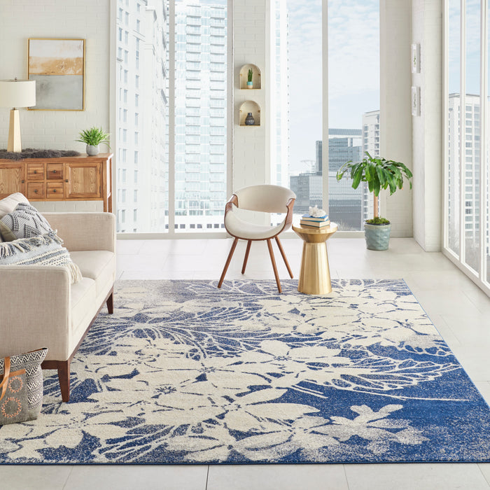 Nourison Tranquil TRA08 Navy Blue and Grey 8'x10' Large  Rug