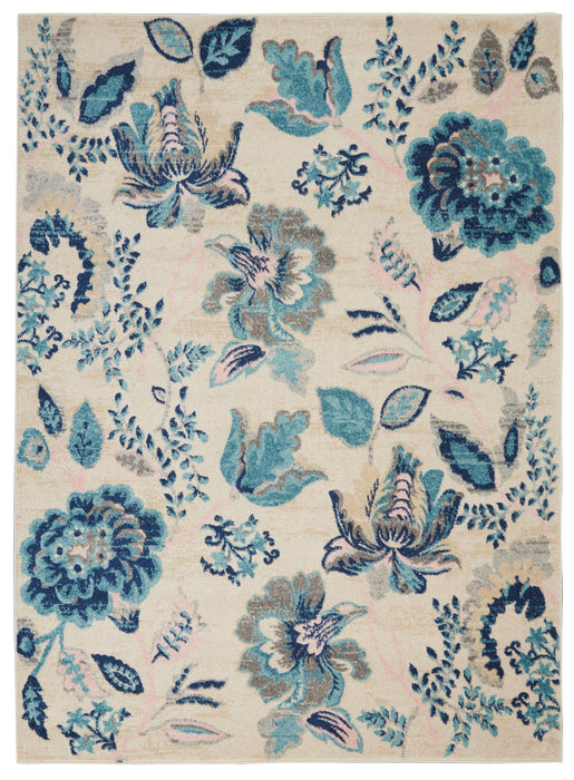 Nourison Tranquil TRA02 Blue and White 6'x9' French Country Area Rug