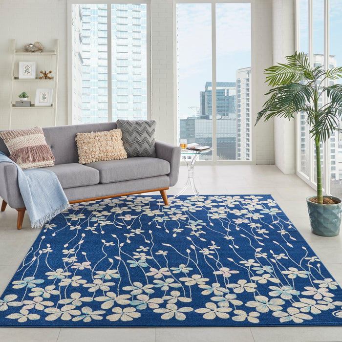 Nourison Tranquil TRA04 Navy Blue 9'x12' Oversized  Rug