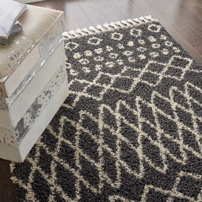 Nourison Moroccan Shag MRS02 Black 5'x8' Plush Area Rug