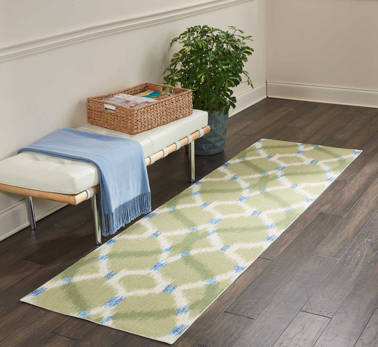 Nourison Sun N Shade SND05 Green 8' Runner  Hallway Rug