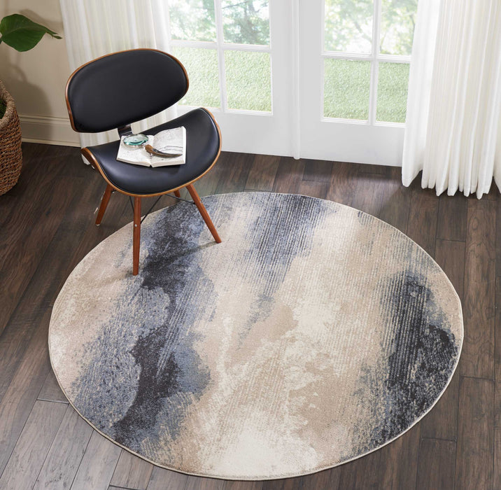 Nourison Maxell MAE06 Grey and Ivory 5' Round  Area Rug