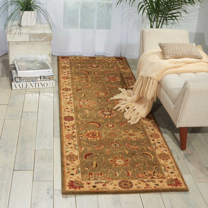 Nourison Living Treasures LI04 Green 8' Runner Hallway Rug
