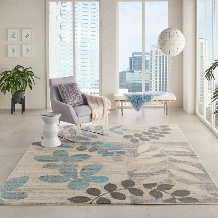 Nourison Tranquil TRA01 White and Blue 7'x10' Large  Rug