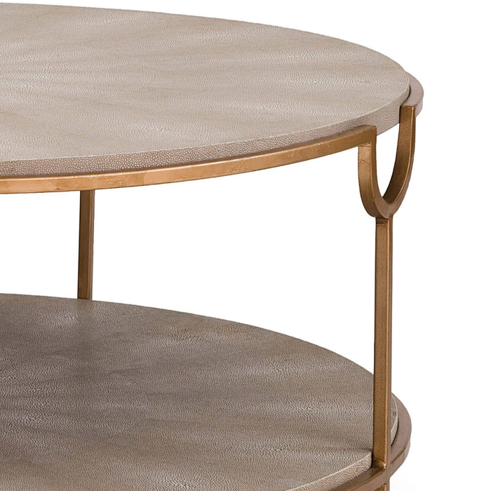 Vogue Shagreen Cocktail Table (Ivory Grey and Brass)