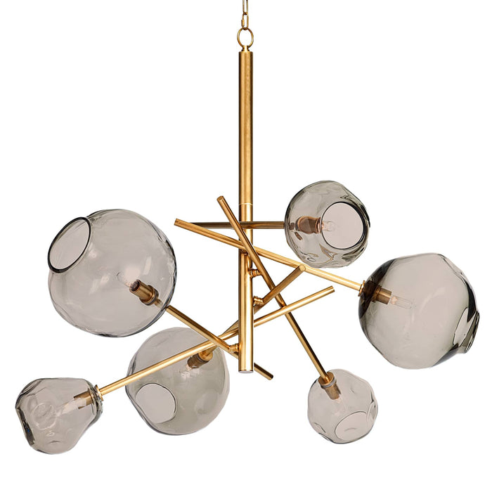 Molten Chandelier With Smoke Glass (Natural Brass)