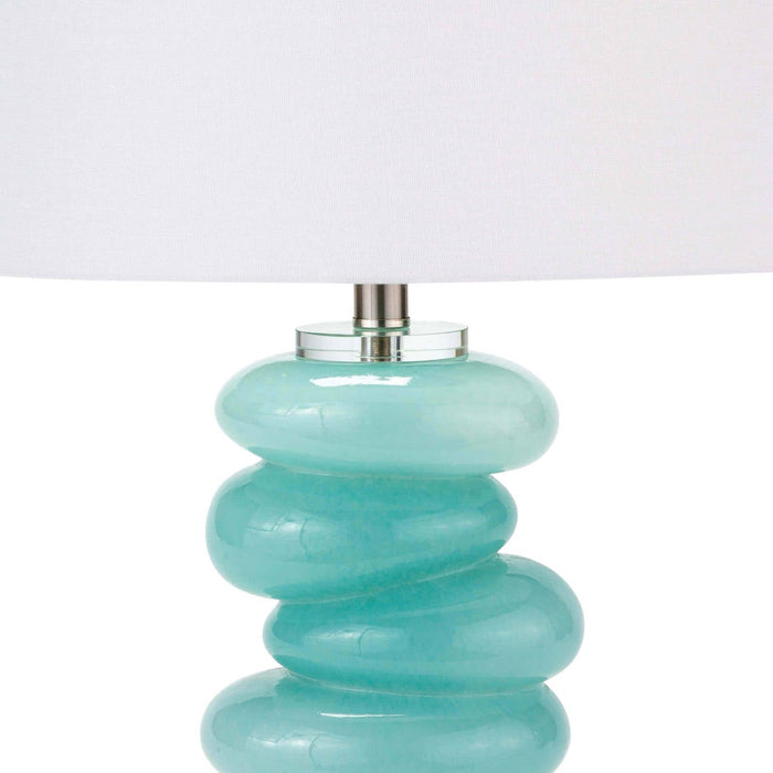 Stacked Pebble Glass Table Lamp (Aqua)