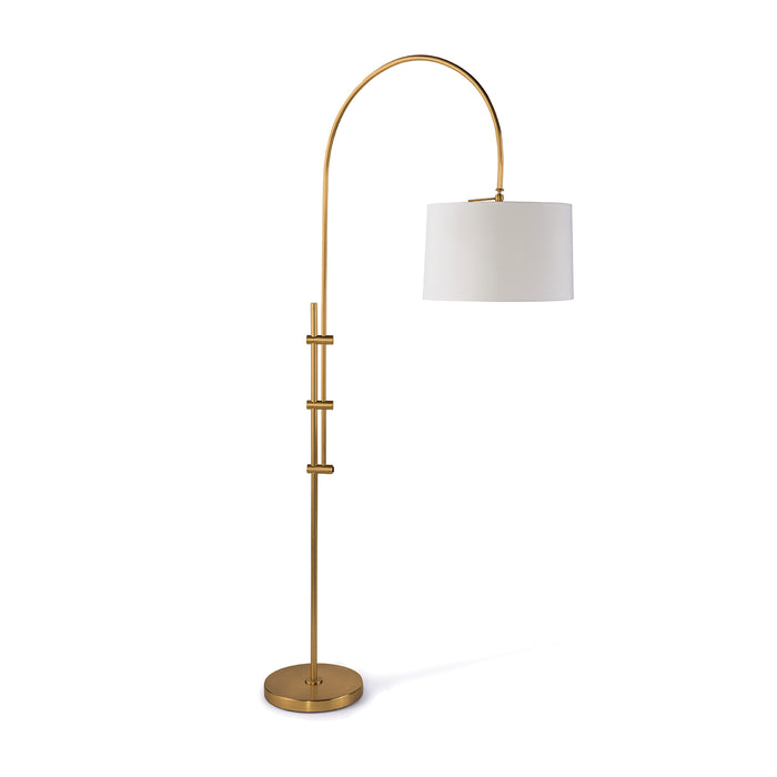 Arc Floor Lamp With Fabric Shade (Natural Brass)