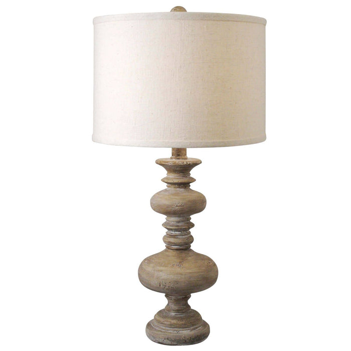 Distressed Turned Spindle Table Lamp